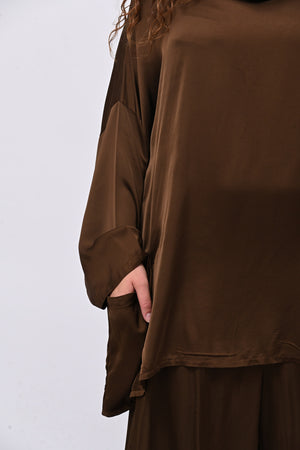 Blusa raso collo intreccio - Bruciato