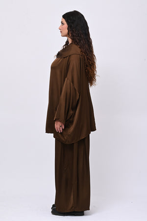 Blusa raso collo intreccio - Bruciato