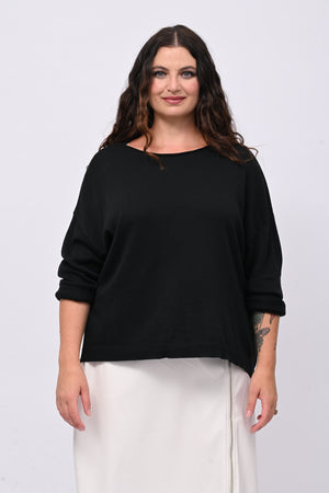 Pull basico scollo barca - Nero