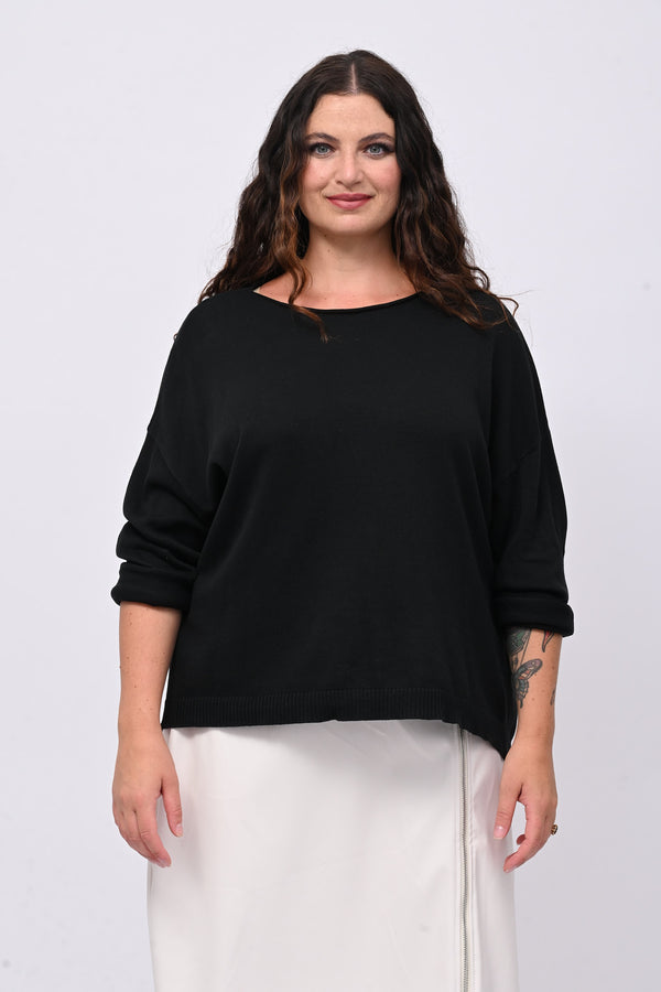 Pull basico scollo barca - Nero