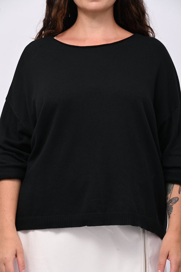Pull basico scollo barca - Nero