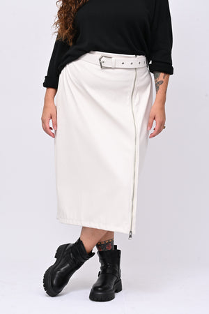 Gonna ecopelle zip - Latte