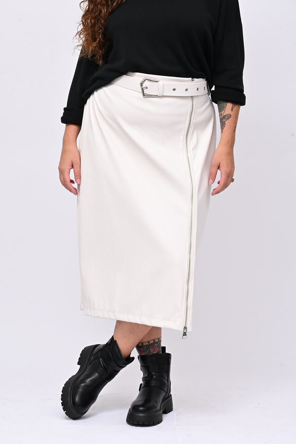 Gonna ecopelle zip - Latte