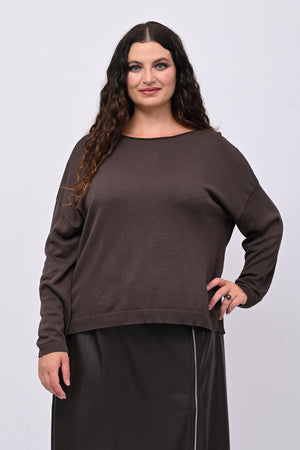 Pull basico scollo barca - Moro