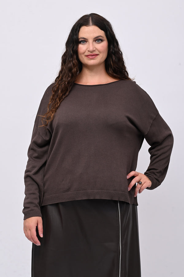 Pull basico scollo barca - Moro