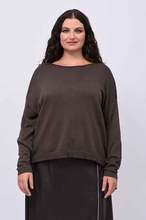 Pull basico scollo barca - Moro
