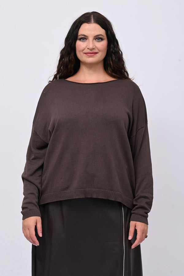 Pull basico scollo barca - Moro