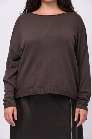 Pull basico scollo barca - Moro