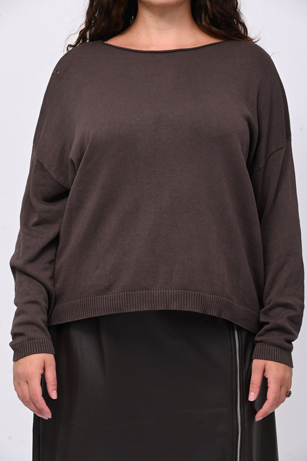 Pull basico scollo barca - Moro