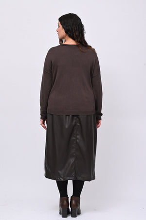 Gonna ecopelle zip - Moro