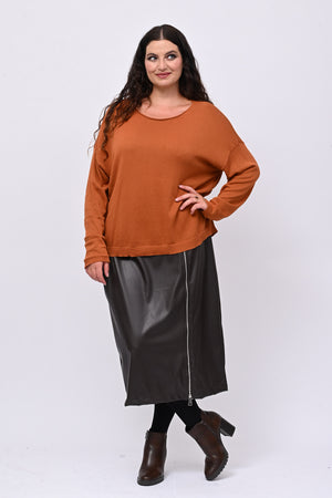 Pull basico scollo barca - Ruggine