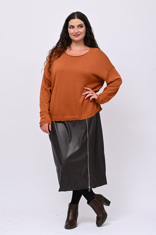 Pull basico scollo barca - Ruggine