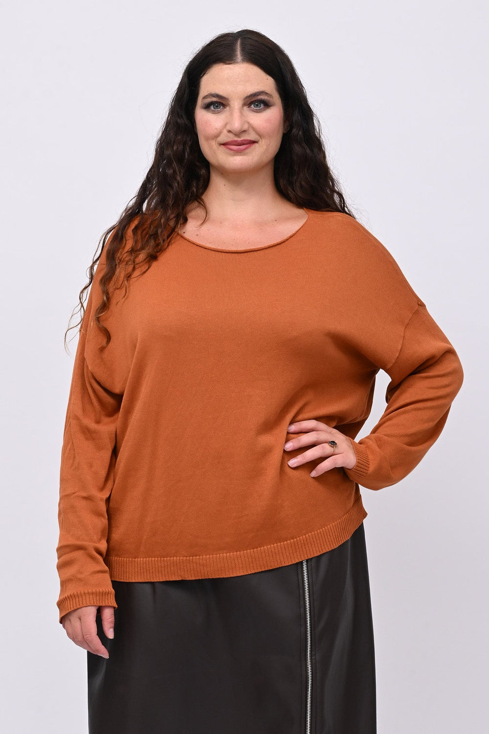 Pull basico scollo barca - Ruggine