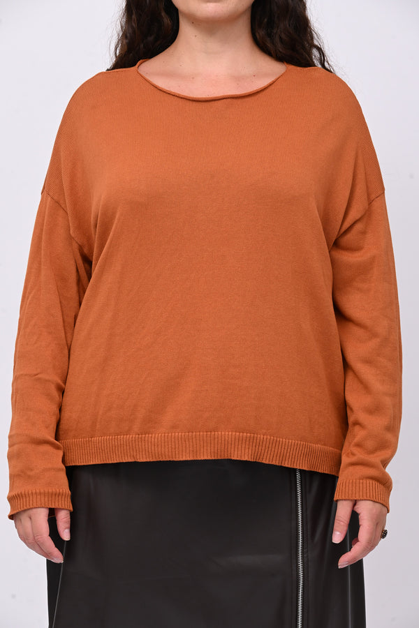 Pull basico scollo barca - Ruggine
