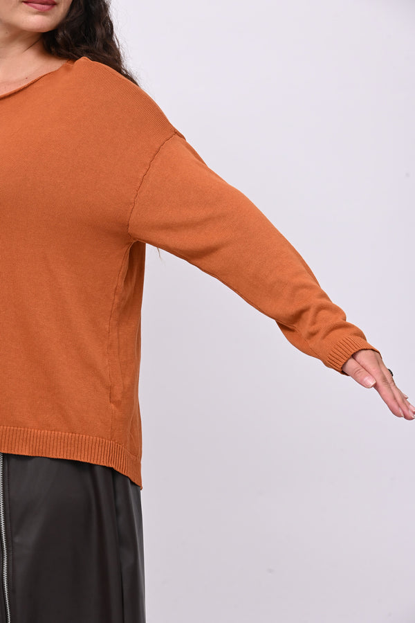 Pull basico scollo barca - Ruggine