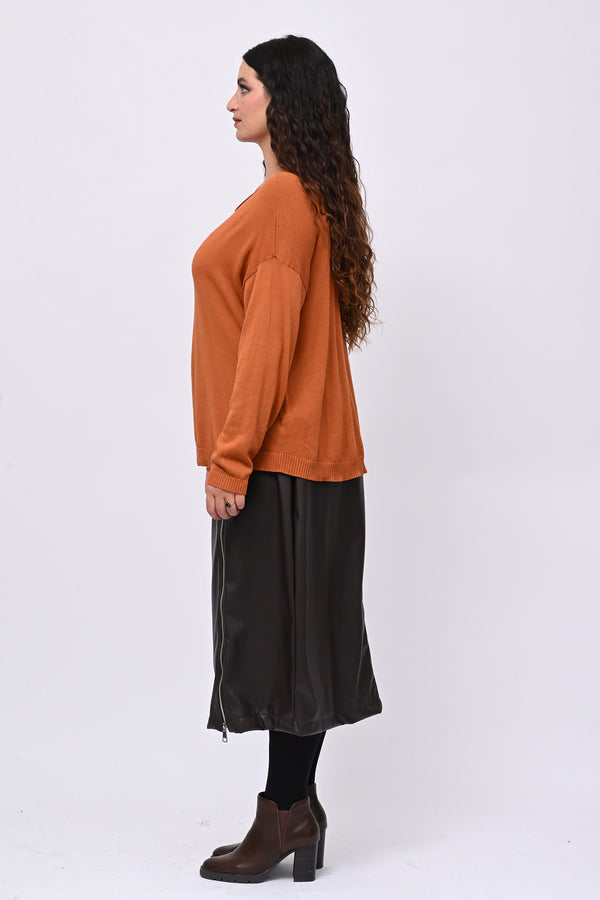 Pull basico scollo barca - Ruggine