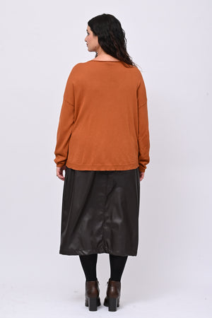 Pull basico scollo barca - Ruggine