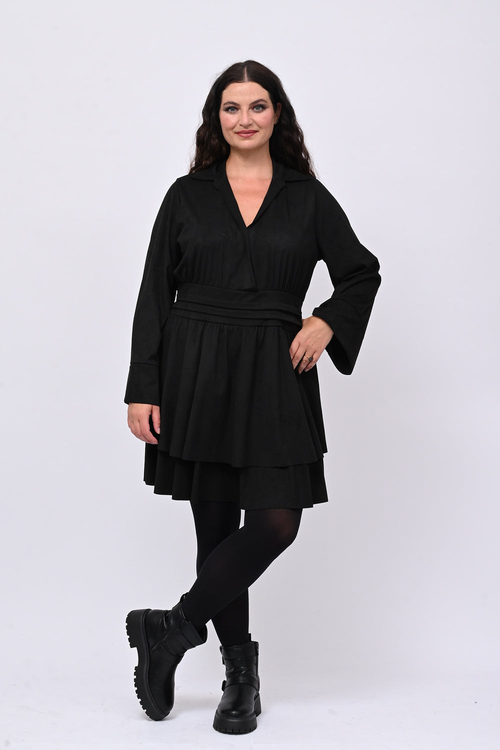 Abito incrocio suede - Nero