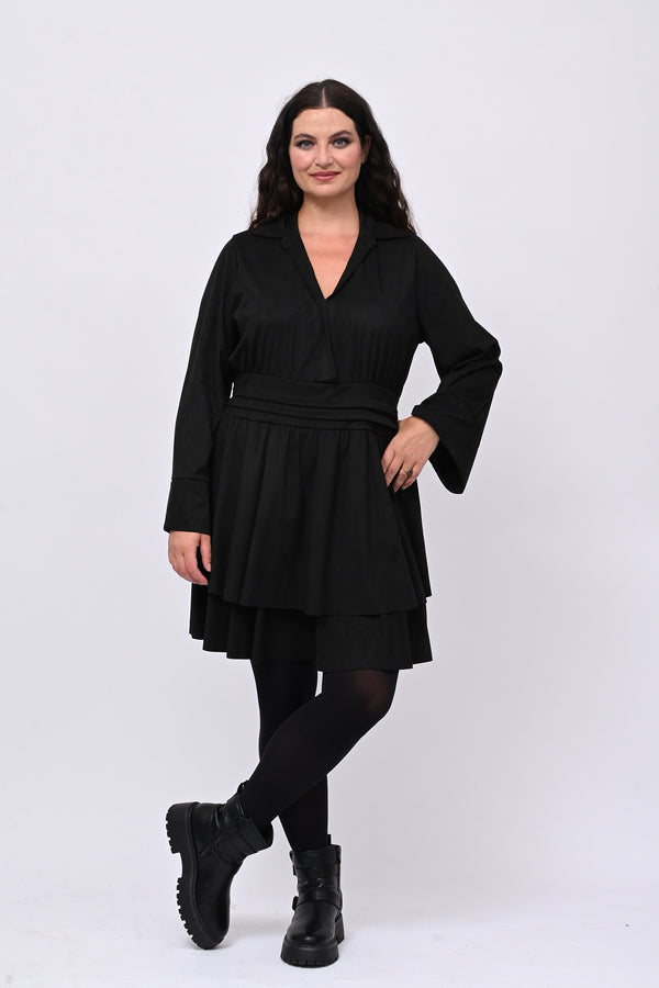 Abito incrocio suede - Nero