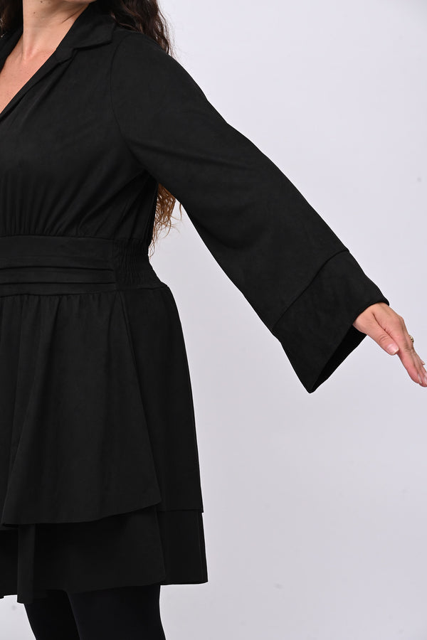 Abito incrocio suede - Nero