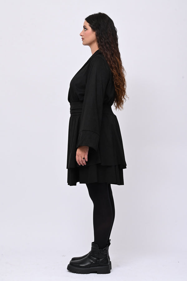 Abito incrocio suede - Nero