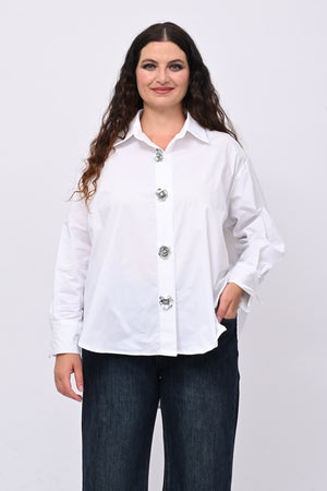 Camicia fiori maxi paillettes - Bianco