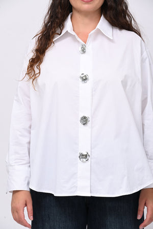Camicia fiori maxi paillettes - Bianco