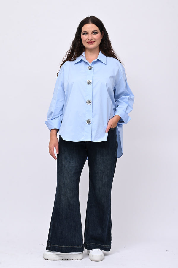 Camicia fiori maxi paillettes - Oxford