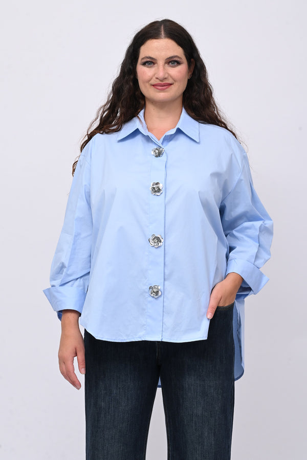 Camicia fiori maxi paillettes - Oxford
