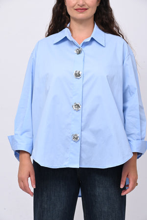 Camicia fiori maxi paillettes - Oxford
