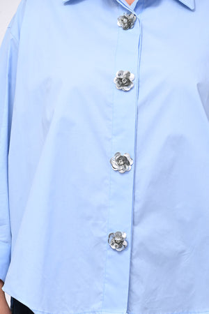 Camicia fiori maxi paillettes - Oxford