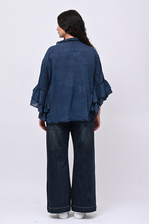 Camicia mussola rouches - Blu