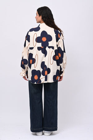 Blusa cotone margherite - Blu