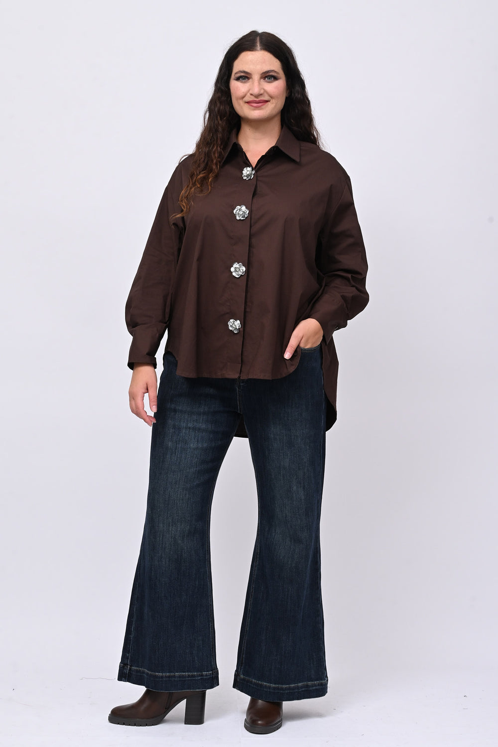 Camicia fiori maxi paillettes - Moro