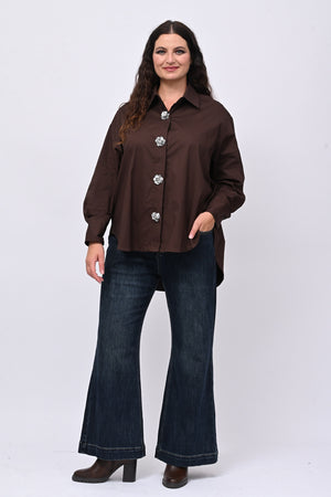 Camicia fiori maxi paillettes - Moro