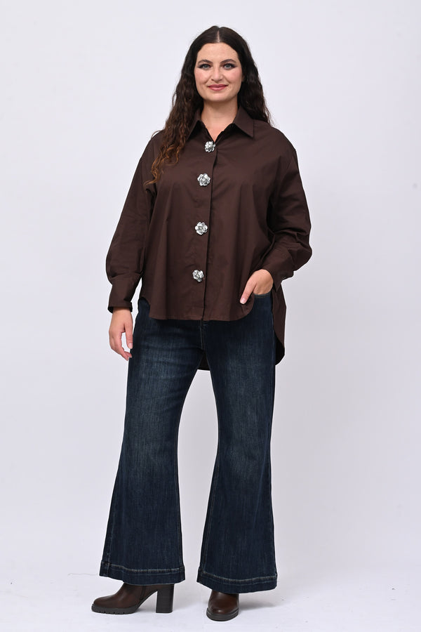 Camicia fiori maxi paillettes - Moro