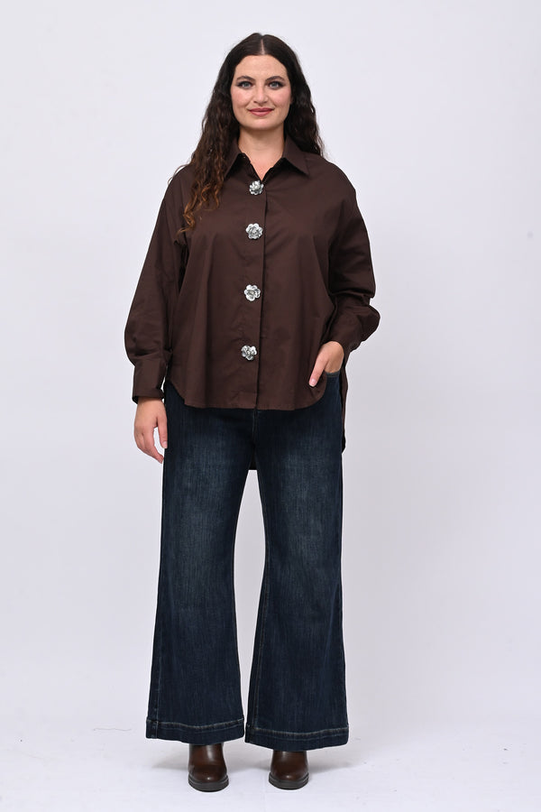 Camicia fiori maxi paillettes - Moro