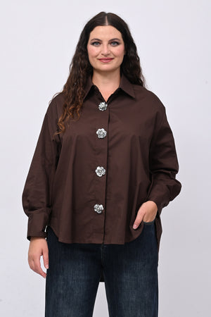 Camicia fiori maxi paillettes - Moro