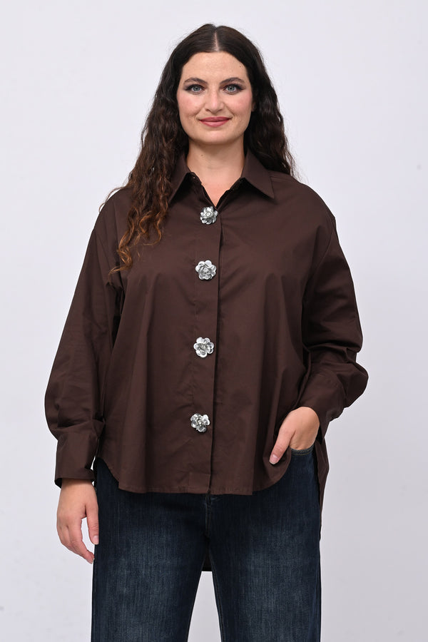 Camicia fiori maxi paillettes - Moro