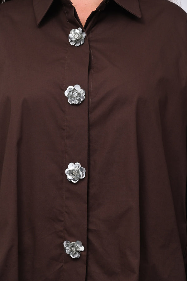 Camicia fiori maxi paillettes - Moro