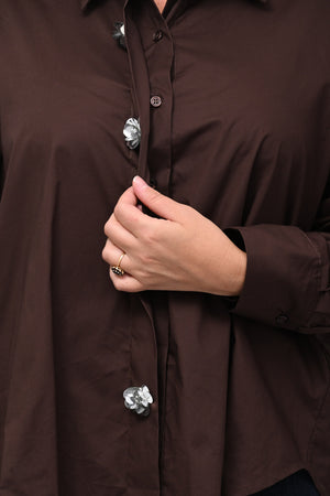 Camicia fiori maxi paillettes - Moro