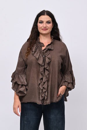 Camicia mussola rouches - Caffè