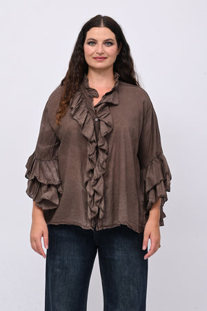 Camicia mussola rouches - Caffè