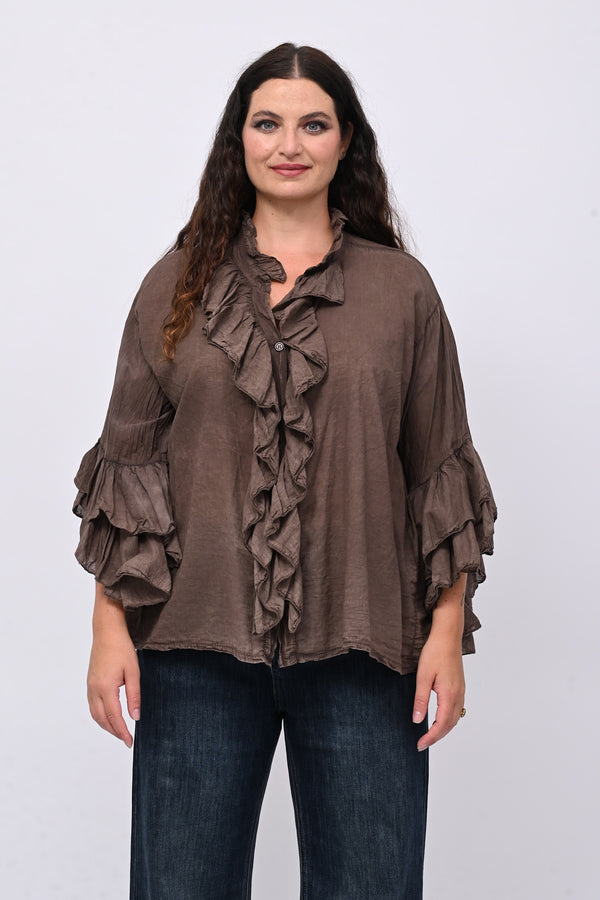 Camicia mussola rouches - Caffè