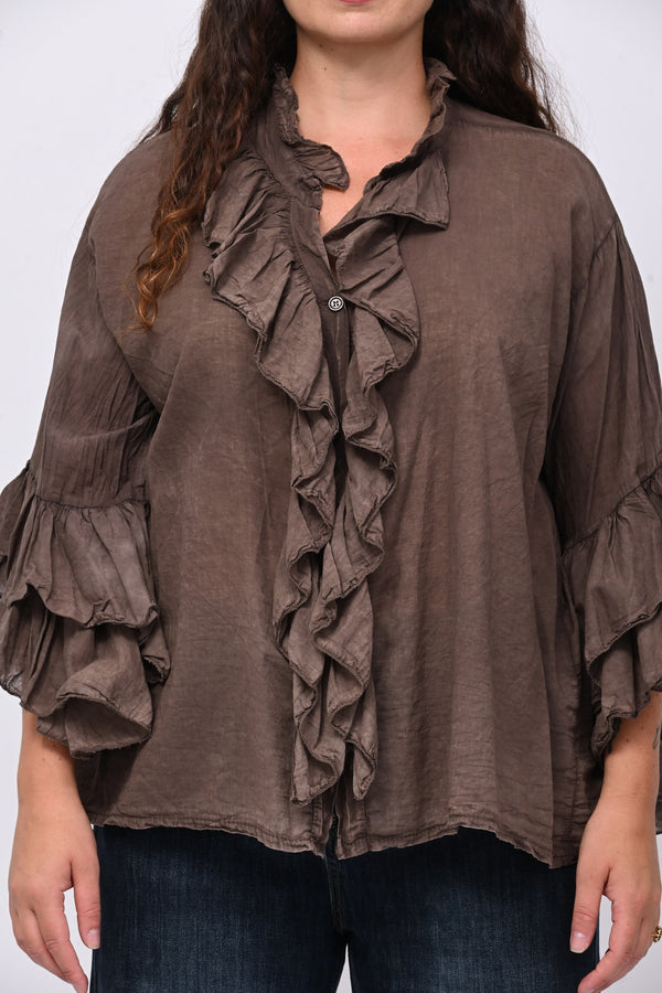 Camicia mussola rouches - Caffè