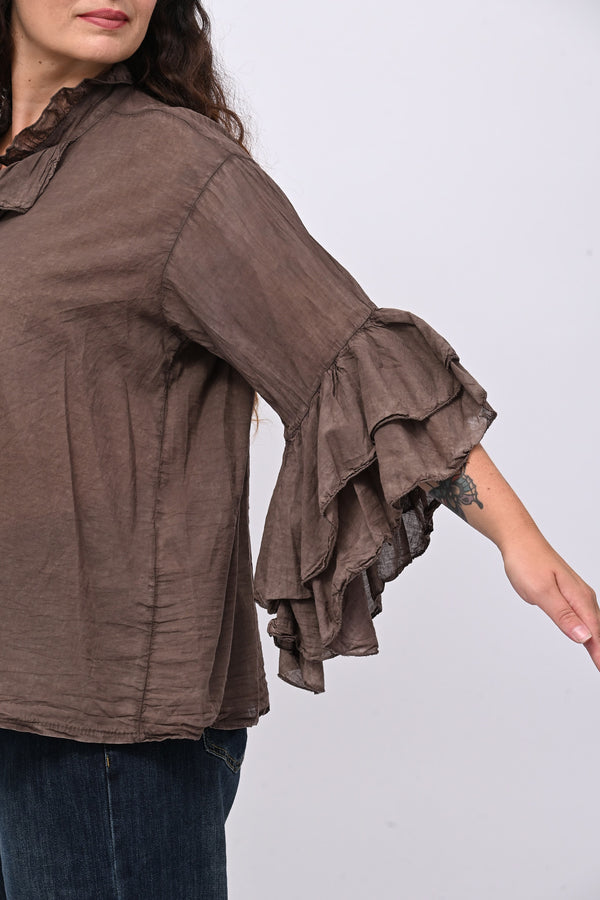 Camicia mussola rouches - Caffè