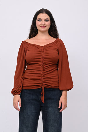 Maglia costine laccio - Ruggine