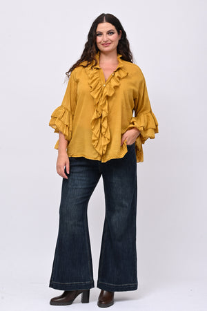 Camicia mussola rouches - Ocra
