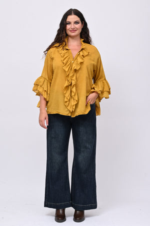 Camicia mussola rouches - Ocra
