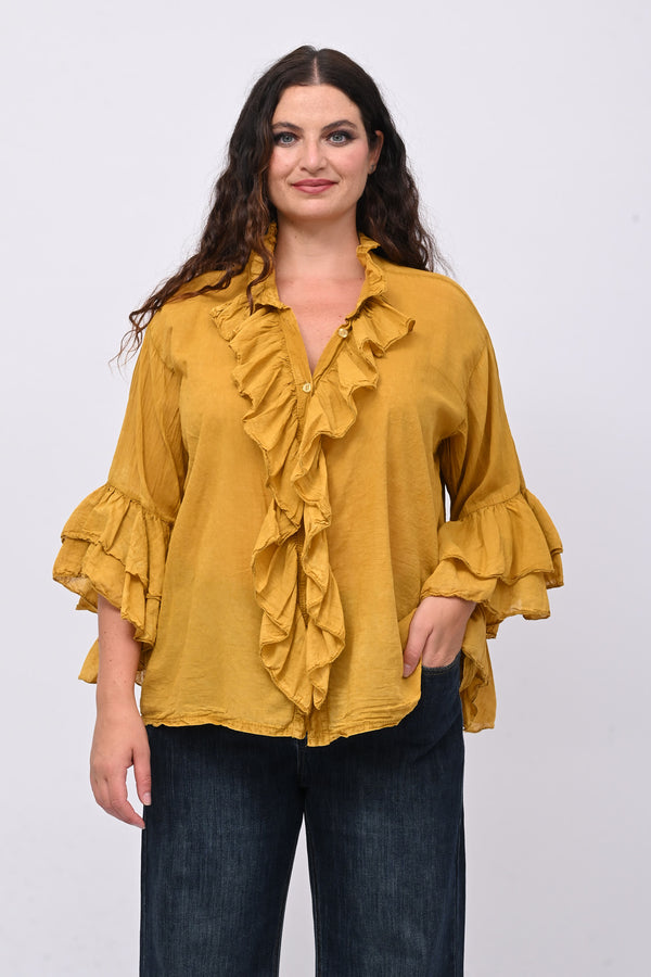 Camicia mussola rouches - Ocra